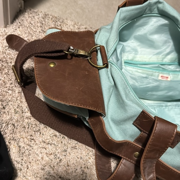 Mossimo- Aqua and Brown Canvas Weekender - Picture 3 of 3